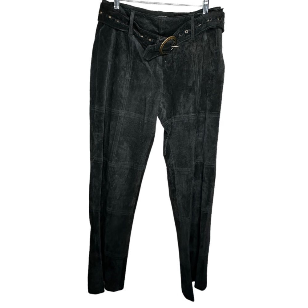 Garson by Rem Garson Black Suede Pants‎ with Belt